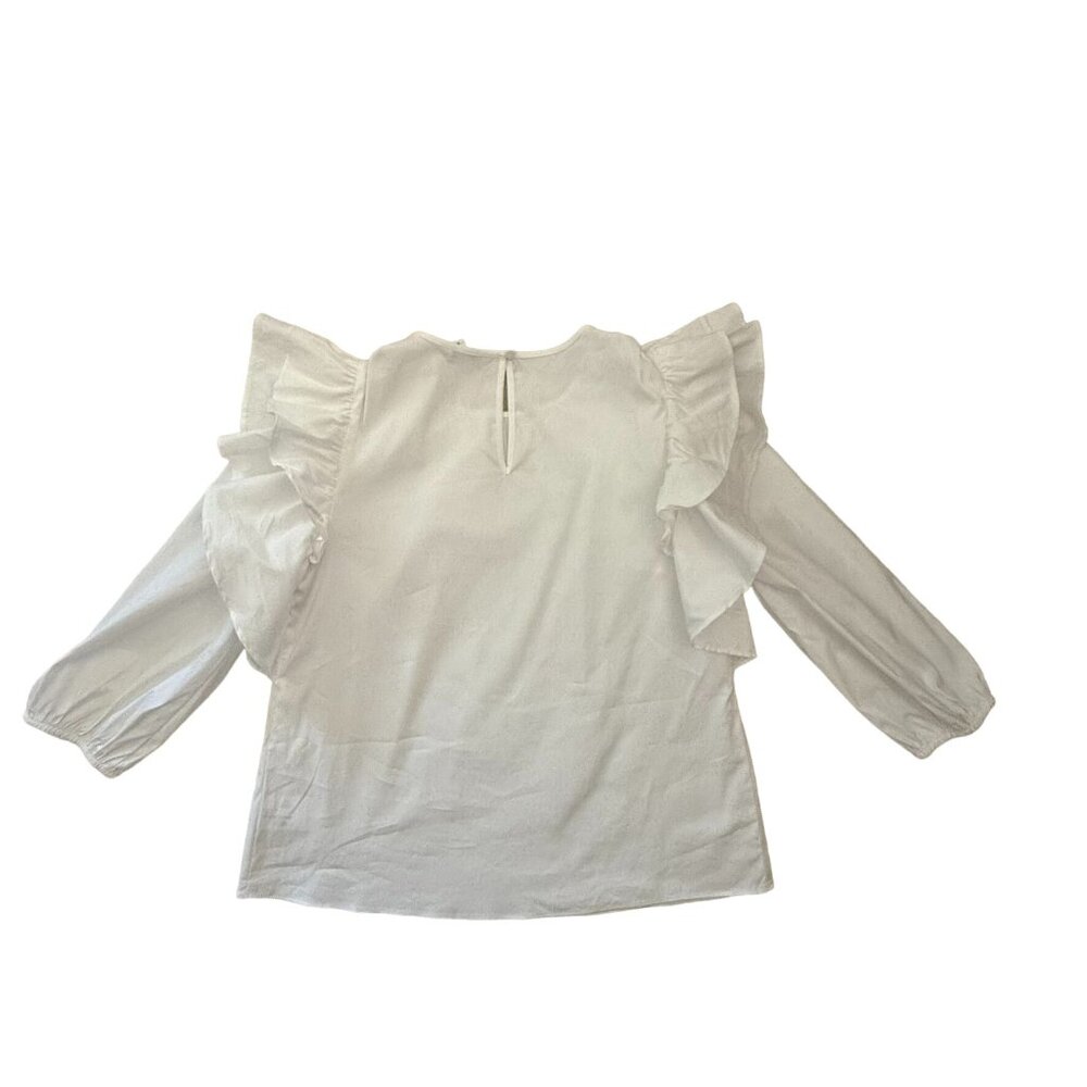Y2K Express Womens Sz Small White Ruffle 3/4 Sleeve Blouse Feminine Cottage Core - Picture 10 of 10